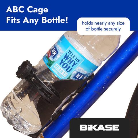 Bicycle Water Bottle Cage, ABC Cage with Anywhere Cage Strap Adapter, Adjustable Bottle Cage for Bike